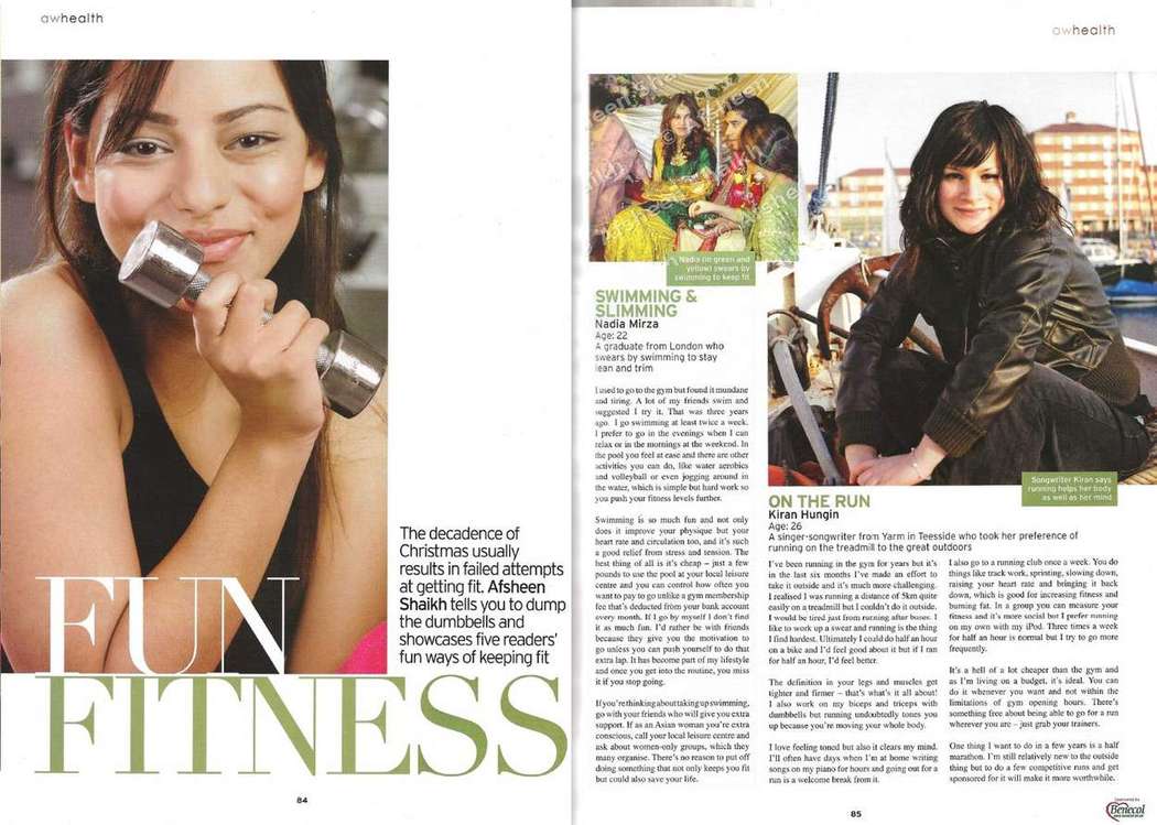 The opening pages of Fun Fitness, a health feature in Asian Woman magazine, January 2008