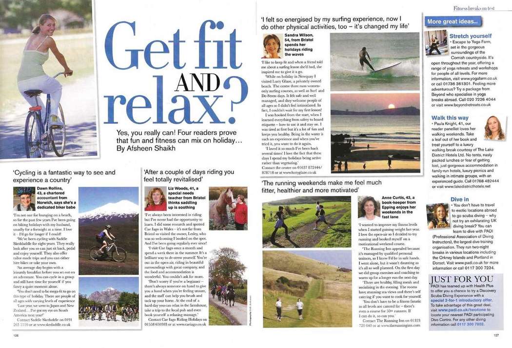 The Get fit and relax feature spread in Health Plus, March 2006